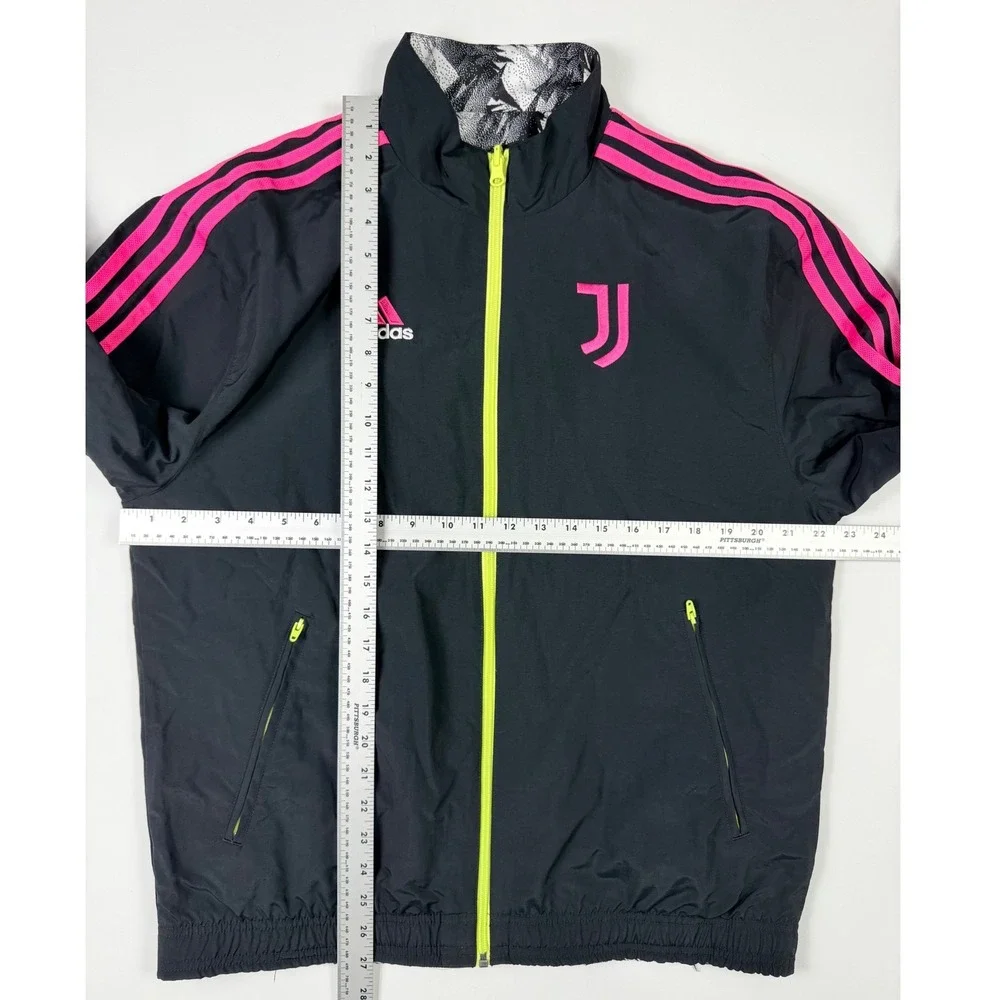Adidas Juventus Reversible Anthem Jacket Mens Medium Black Pink HS9808 Excellent